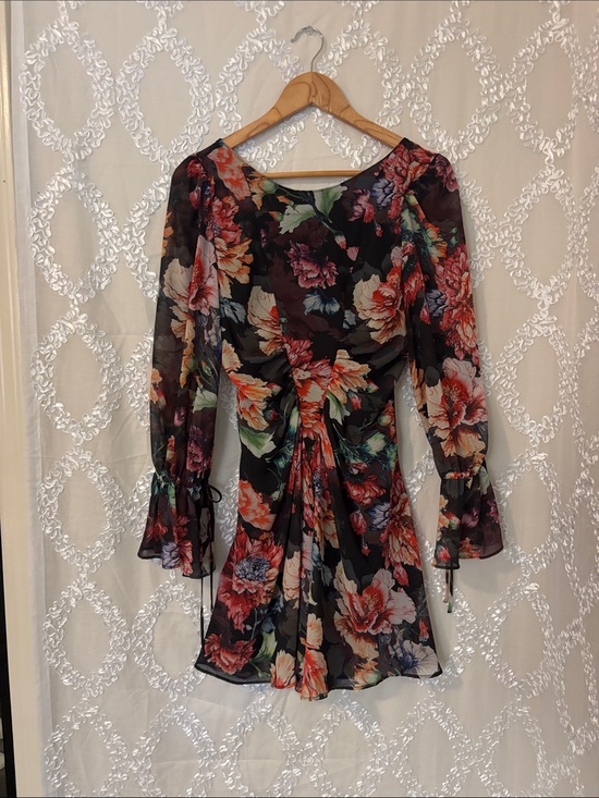 Siena Dresses & Skirts - Black Floral Long-Sleeve Mini Dress